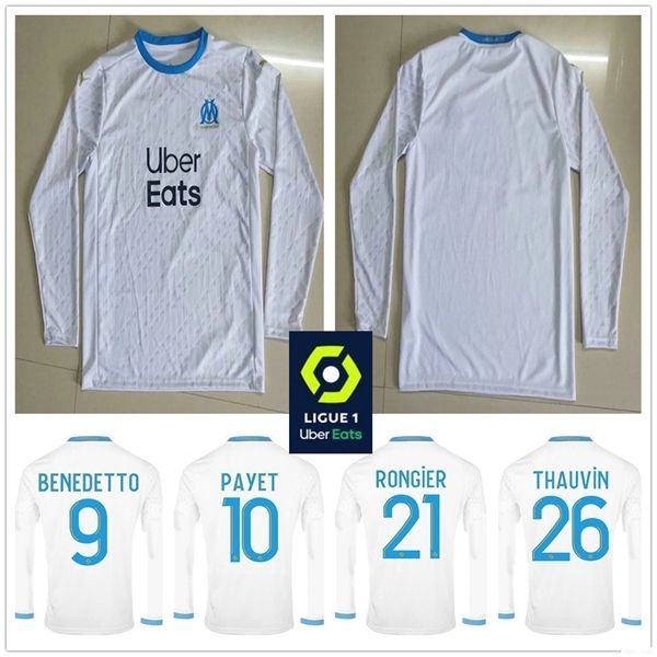 

2020 olympique de om marseille long sleeve soccer jerseys benedetto .gustavo 10 payet 26 thauvin kamara custom 20 21 home football shirt, Black;yellow