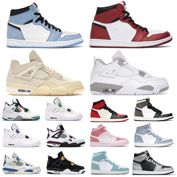 

new men women basketball shoes 1s hyper royal black white oreo chicago 4 4s sail university blue red thunder tour yellow mens trainers sport