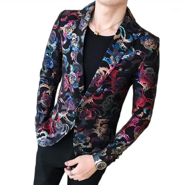 

men's autumn fashion high end personalized print banquet barber blazers jacket / male slim fit gilding print dress suit coat1, White;black