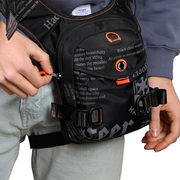 

men waterproof nylon drop leg bag thigh hip bum belt fanny pack waist military travel riding motorcycle cross body shoulder bags t200113