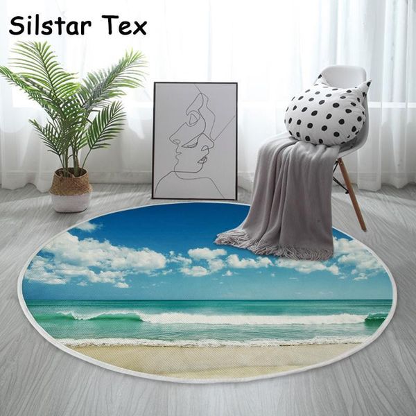 

silstar tex sea landscape cotton rug round 3d mats blue room carpet home kitchen adults fashion decaor for bedroom1