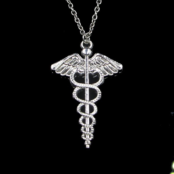 Mode 49*30mm Caduceus Medizin Symbol Anhänger Halskette Link Kette Für Weibliche Choker Halskette Kreative Schmuck party Geschenk