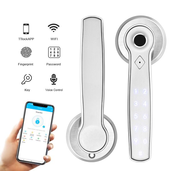 

fingerprint door lock intelligent electronic lock for home security mechanical key password door lock with alexa google home
