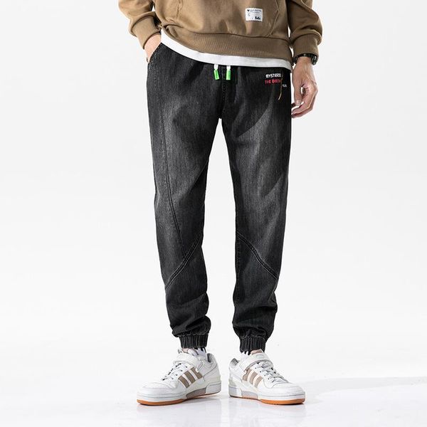 

solid color jeans men's distressed stretch ripped biker jeans men hip hop slim streetwear denim pants zipper jogging trousers1, Blue