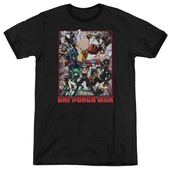 

casual printing tee one punch man cast of characters licensed ringer summer sport hooded sweatshirt hoodie men t shirt