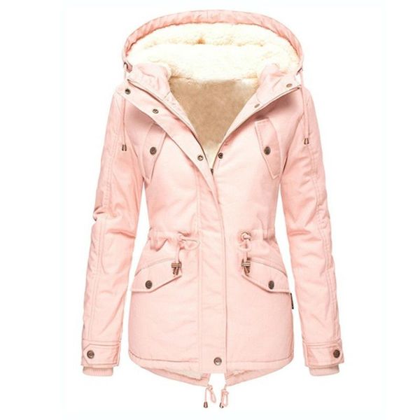 

winter thick warm jackets for women plus size solid color down outcoats long sleeve zipper pocket overcoat chaqueton mujer, Black;brown