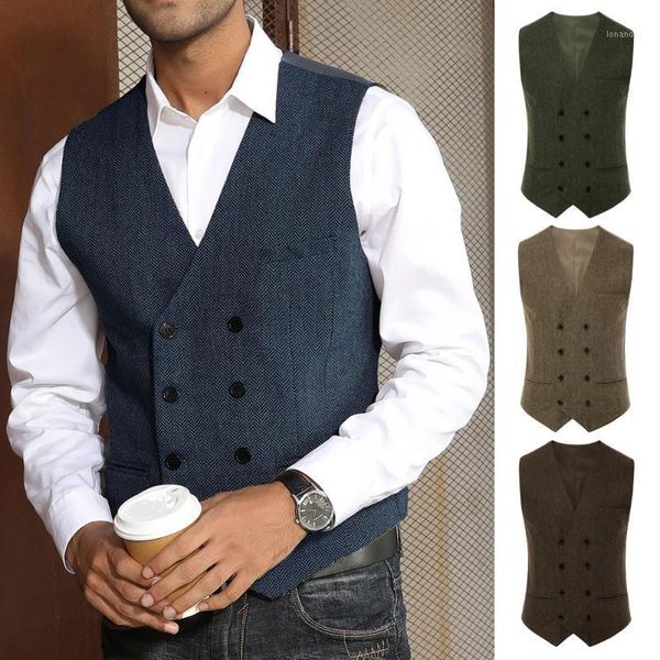 

men's vests summer men's vest coat double-breasted clothes retro waistcoat v-neck handkerchief hem stylish solid slim short male1, Black;white