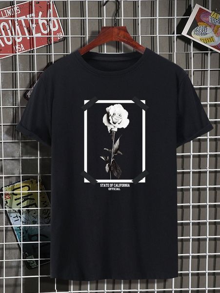 

men rose & letter graphic tee n9ds#, White;black