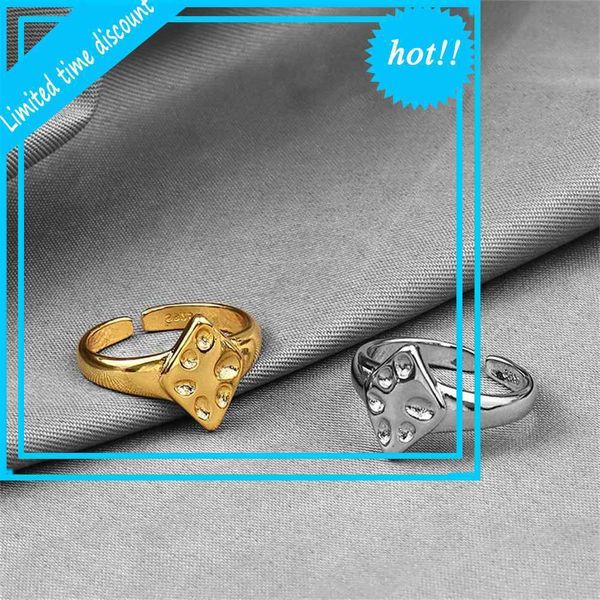 

2021 new style creative irregular concave convex diamond smooth face women's open index finger ring jewelry, Golden;silver
