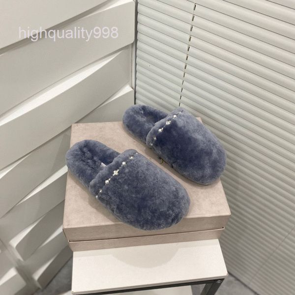 

slippers high end quality autumn and winter woolen slippers with thick soles a pedal of horsehair baotou half, Black