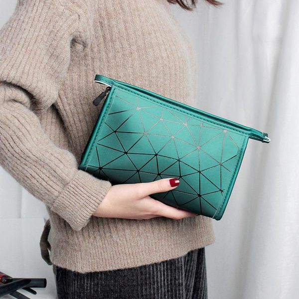 

women pu waterproof cosmetic bag portable and large capacity travel makeup organizer bags fresh and lovely wash bag