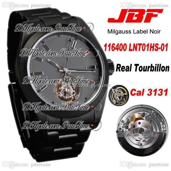

jbf custom watch на 116400 label noir a3131 tourbillon автоматические мужские часы серый набор dlc / pvd стальной браслет best edition ptrx, Slivery;brown