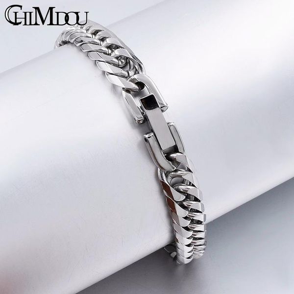 

link, chain chimdou 21cm 7mm,women stainless steel bracelet for men jewelry fashion 2021 christmas gift, Black