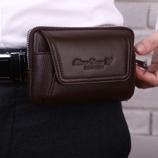 

waist bags men genuine leather cowhide pack cell mobile/phone case belt hip bag purse for father gift trend 1