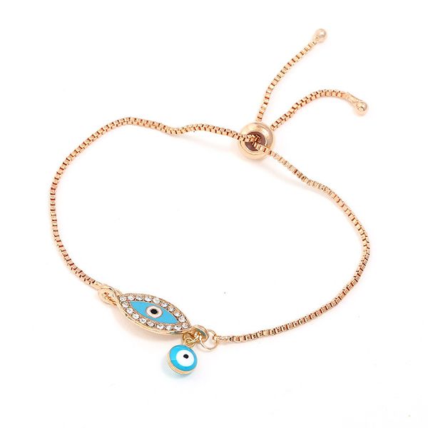 

blue evil eye charm bracelets rhinestone golden alloy chain link bracelets women bracelets fashion jewelry gifts, Golden;silver