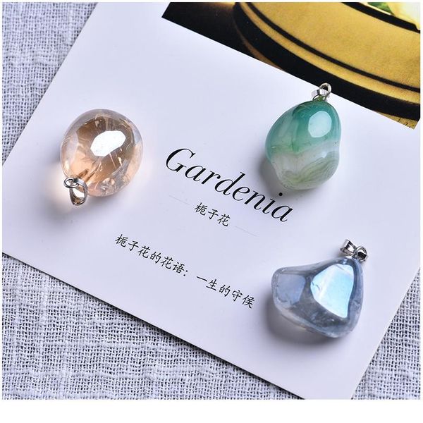 

1pc natural white crystal unshaped pendant plated mineral jewelry healing necklace couple decoration fashion trend gift qylawi, Black