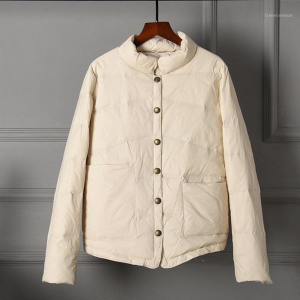 

women's down & parkas 2021 winter ultra light white duck jacket women short oversize jackets autumn puffer pocket female coat1, Black