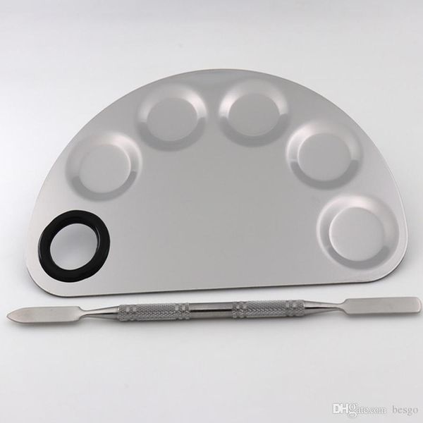 

semi circle moon shape mixing palette cosmetic stainless steel makeup art drawing palette plate makeup foundation mixing palettes dh1199 t03