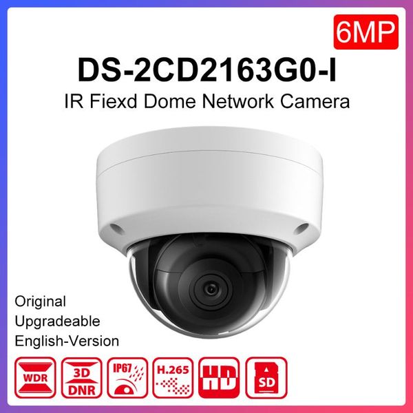 

original hikvision dome ip camera ds-2cd2163g0-i 6mp outdoor wdr ir range 30m support poe hik-connect app cctv camera sd card
