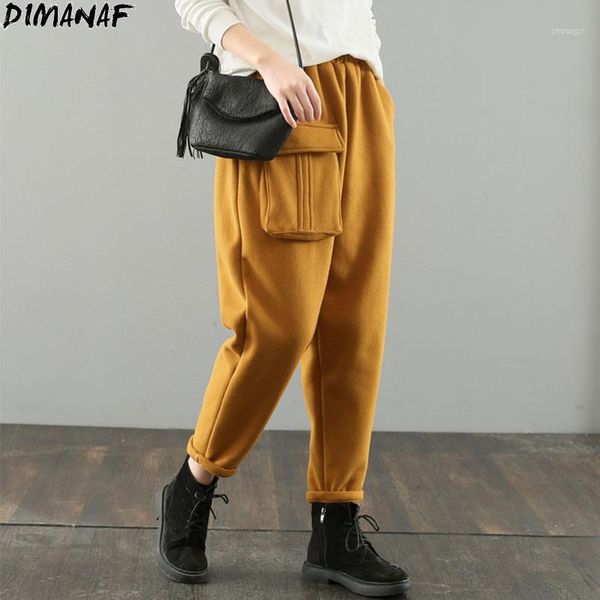 

dimanaf women pants plus size harem slacks pants thick fleece warm office home wear female elastic waist casual pockets1, Black;white