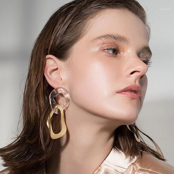 

dangle & chandelier vintage irregular gold color alloy earring for women fashion transparent acrylic statement female jewelry brincos1, Silver