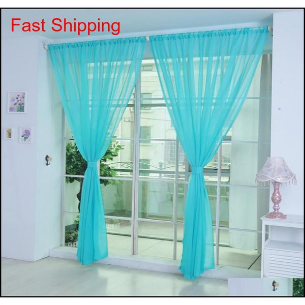 

1pcs pure color tulle window screening solid door curtains drape panel sheer tulle for living room panel sheer jllnil fight2010