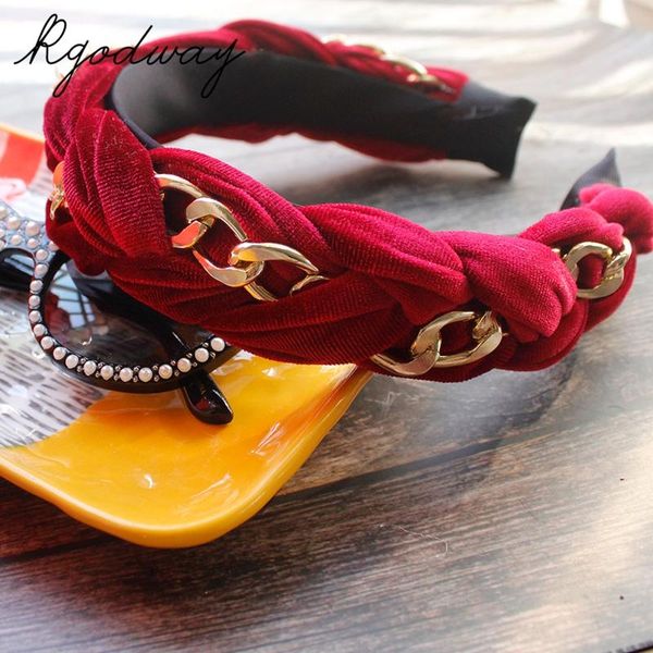 

hair accessories arrival velvet metal chain hairbands for women headband bezel hoop