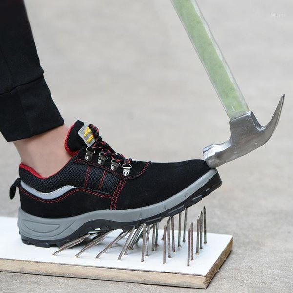 

2020 work safety boots men shoes steel toe work shoes anti piercing safety men boots construction protective1, Black