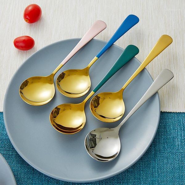 

creative 304 stainless steel table soup spoon elegance round spoons for home delicate meals dessert spoons1