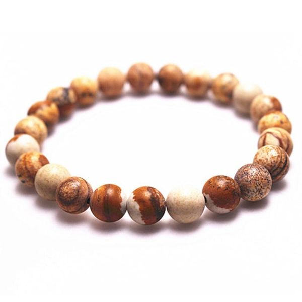 

wholesale natural gem stone fashion picture jaspers beads bracelet round beads stretch bracelets for women birthday gift, Black