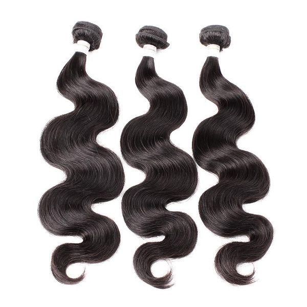 

bella hair malaysian virgin hair bundles human weaves weft body wave natural color hair extensions double weft 12"-28" 3pcs, Black