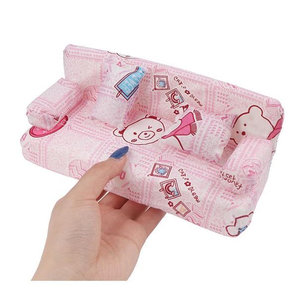 

dollhouse small floral fabric sofa set furniture with 2 pillow doll accessories 20cm * 7.5 wmtzty