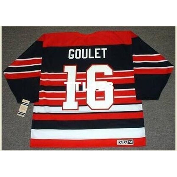 

421s #16 michel goulet chicago blackhawks 1992 ccm vintage retro hockey jersey or custom any name or number retro jersey, Black