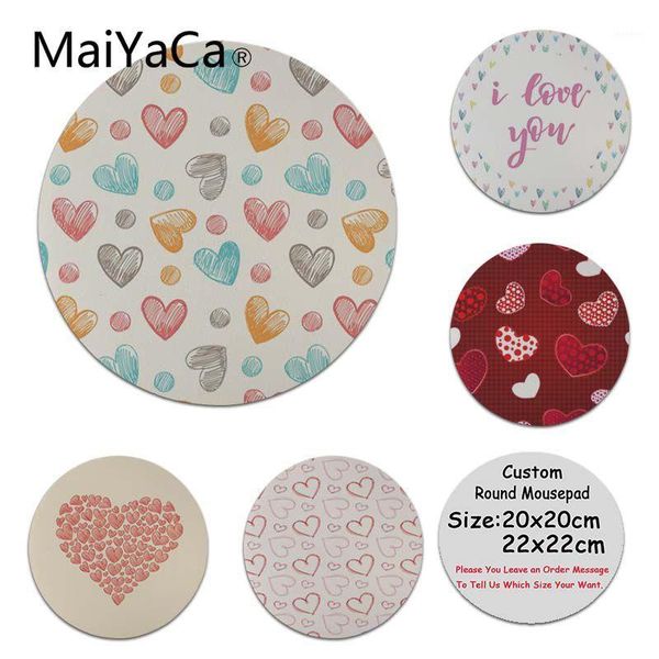 

maiyaca in stocked i love you pink hearts unique deskpad game mousepad customized your own style round mouse pads1