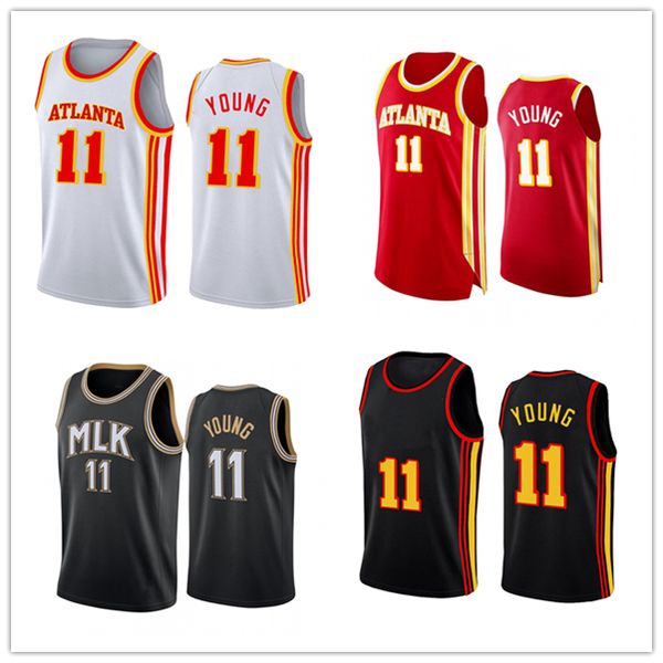

trae 11 young jerseys deandre de'andre 12 hunter spud 4 webb 2020 2021 new atlanta vince 15 carter red black basketball, Black;red
