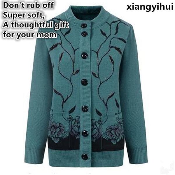 

the mother sweater fashion diamonds woolen cashmere in elderly women cardigan big size warm grandmother coat, White