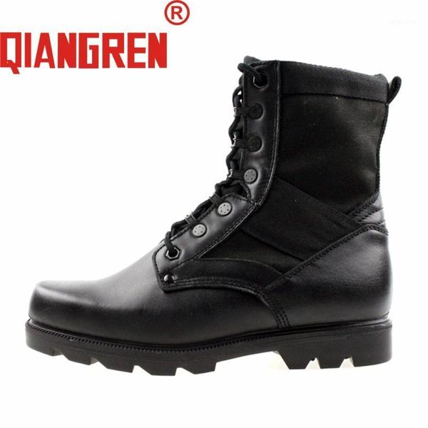 

qiangren factory direct women's genuine leather black tactical boots female outdoors army safety shoes botas militares1