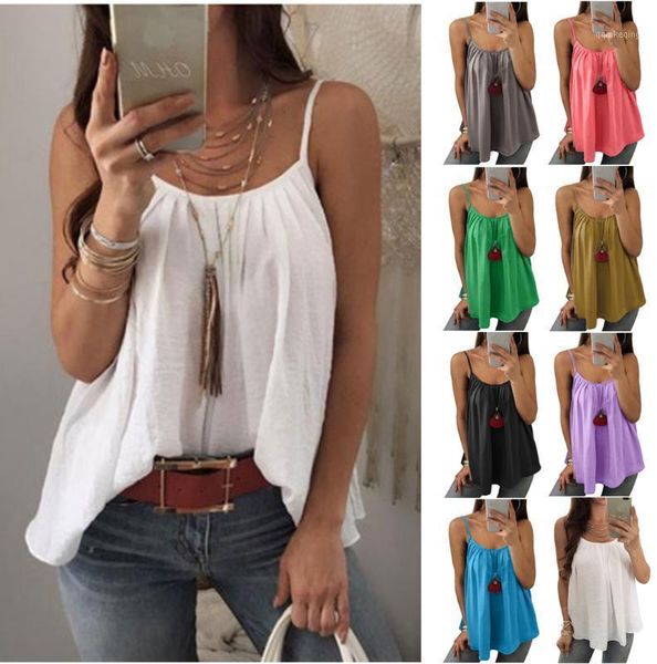 

6xl summer pleated tank camis women spaghetti strap chiffon vest tunic ladies loose tee shirt camisole plus size1, White