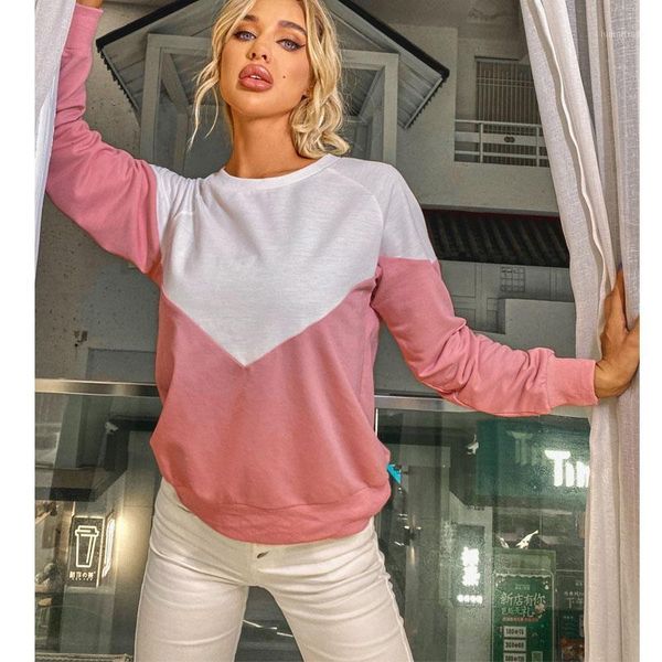 

women's hoodies & sweatshirts 2021 autumn woman's slim simple female loose cotton patchwork all-match ladies lady fashion pullover, Black