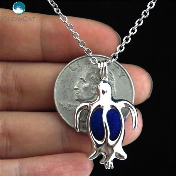 

k104 silver long turtle diffuser locket necklace beads cage steel rolo chain 18" aroma essential oil diffuser locket bbyxnr bdehome, Black