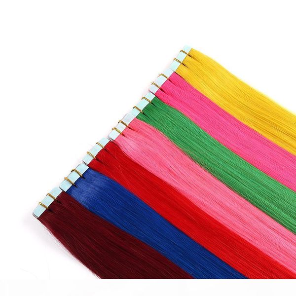 

elibess hair russian non-remy human tape in hair extensions fancy color 40pcs lot silky straight tape hair extensions, Black