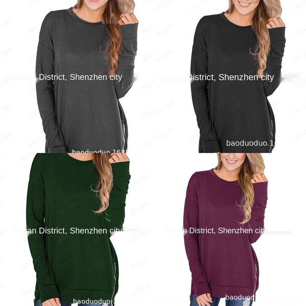 

fs95x autumn and 90uf4 new long loose women's neck round sleeve solid color sweatersweater sweater women winter, Black