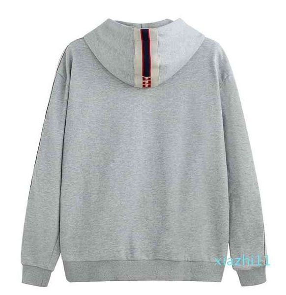 

Men's Hoodies & Sweatshirts fashion-Gray Luxury Italy Designer Fashion Brand HOODED ZIP-UP SWEATSHIRT WITH STRIPE women man clothing HI3Q, Black