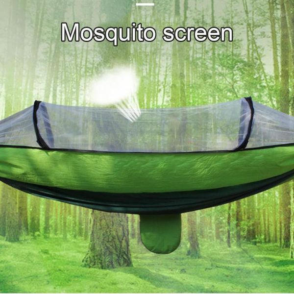 

sapphire color matching wz-043 automatic pole outdoor single double anti-rollover nylon parachute anti-mosquito hammock o2i91