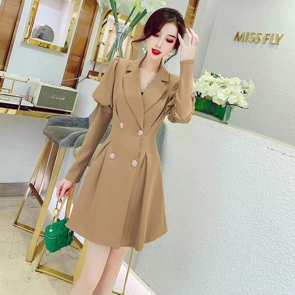 

french dress elegant women korean mujer style ladies dressed in design button office lady summer kpbp, Black;gray