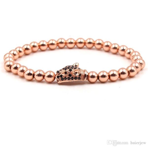 Pulseira de grânulos de cobre homens mulheres zircão crânio encantos pulseiras