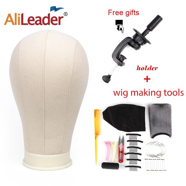 

alileader 11 pcs wig making kit canvas block head with stand mannequin head diy dome cap combs needles t pins thread clamp