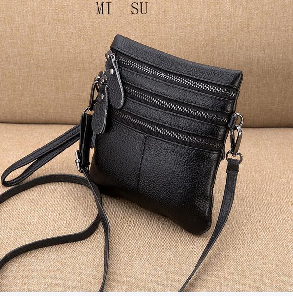 

cross body 100% genuine leather women messenger purse casual zipper classic lady shoulder crossbody bag black super quality