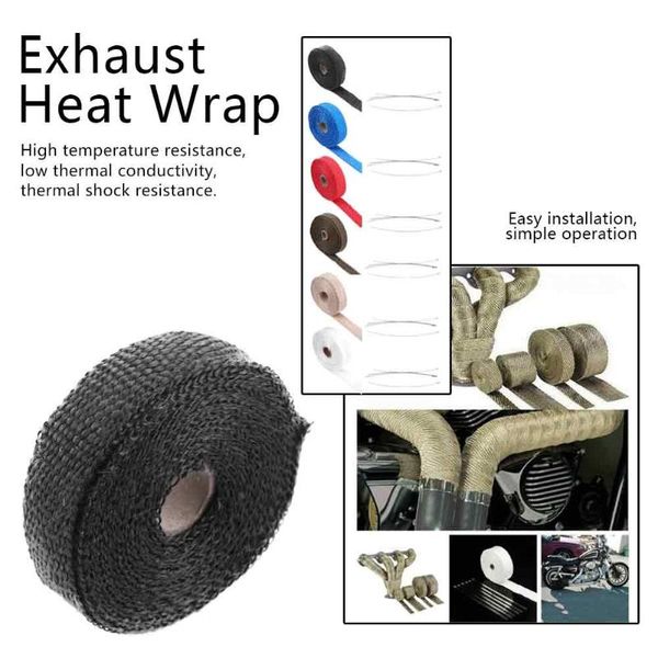 

universal 5m insulation tape exhaust heat wrap with 4 stainless steel cable ties glass fiber high temperature resistance new