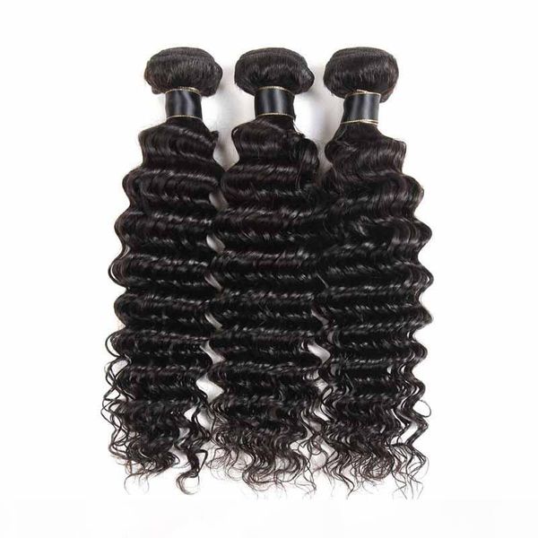 

8a malaysian virgin hair deep wave 3 bundles lot water wave hair wefts 8a grade virgin unprocessed human hair extensions, Black;brown